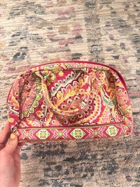 Vera Bradley Quilted Floral Cosmetic Tote in Pink & Green Accents